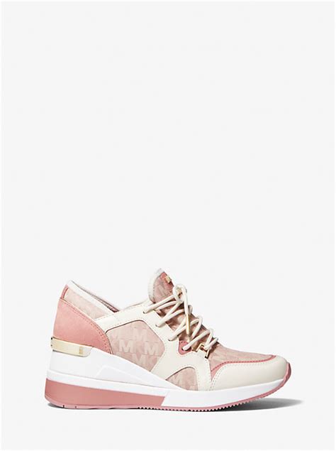 michael michael kors liv trainer|Liv Leather and Logo Jacquard Trainer .